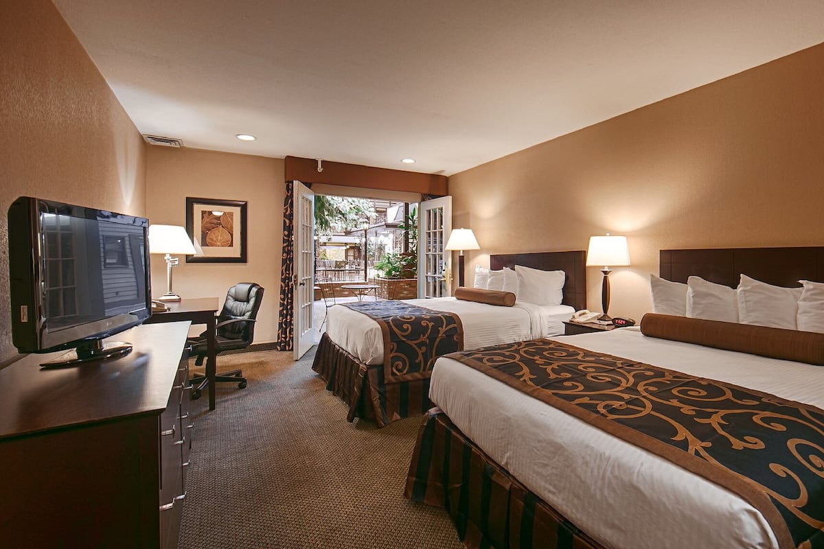 Standard Room, 2 Queen Beds, Refrigerator, Mezzanine | 1 bedroom, in-room safe, desk, blackout drapes