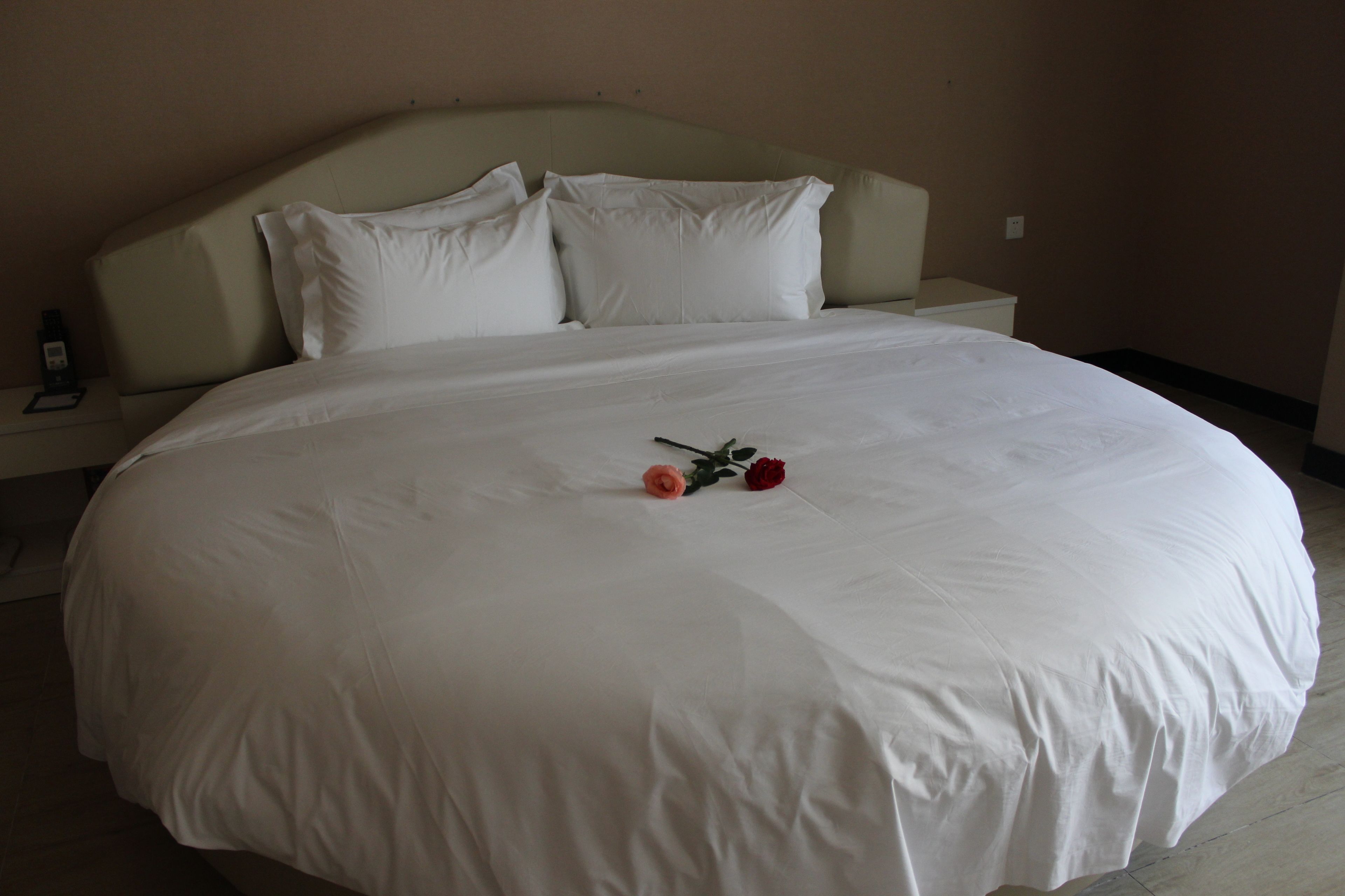 romantic room with round bed | desk, blackout curtains, rollaway beds, free wifi