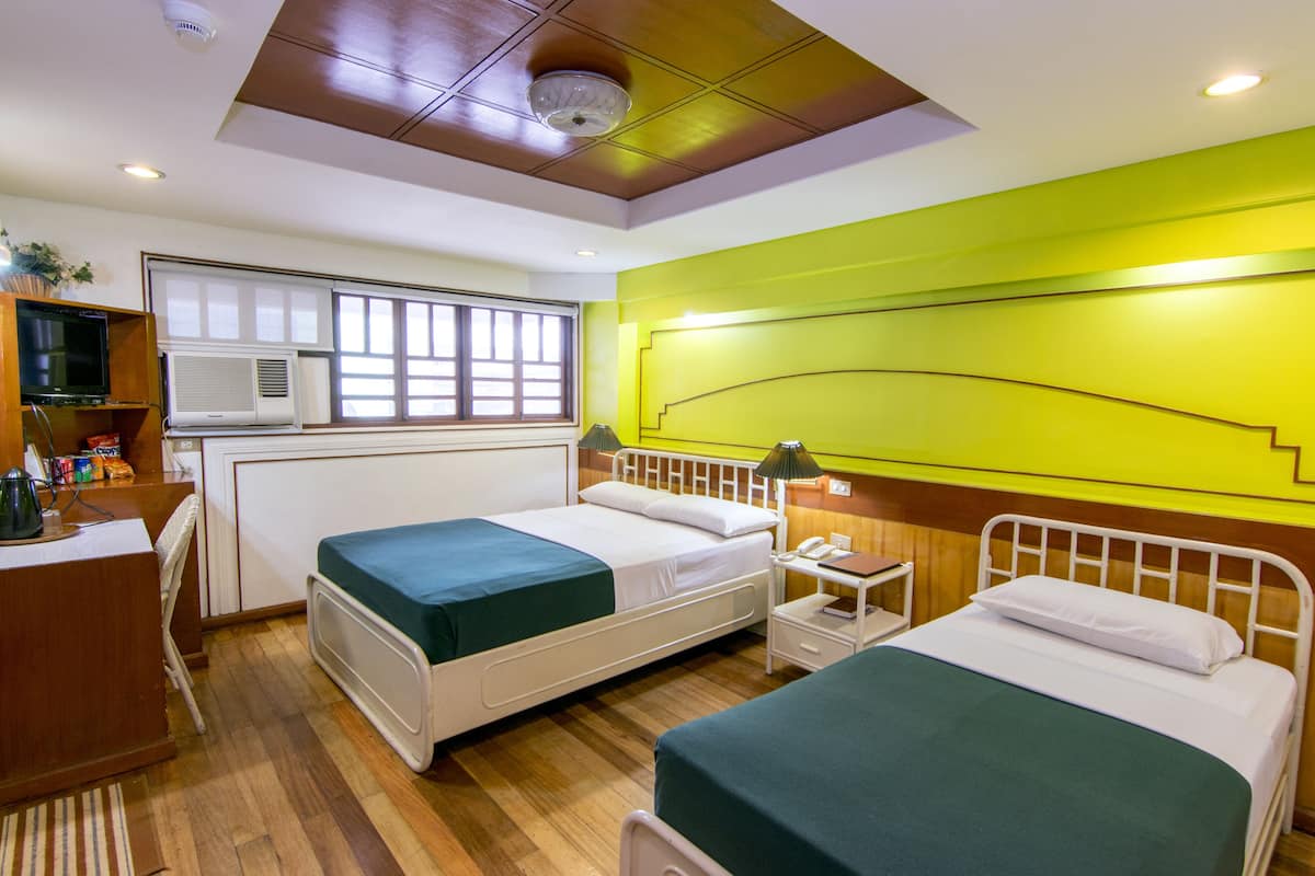 Desk, free WiFi, bed sheets