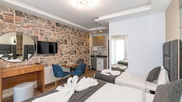 Loft Junior, 1 Tempat Tidur Queen | Dapur pribadi | Lemari es, kompor, mesin pembuat kopi/teh, dan ketel listrik