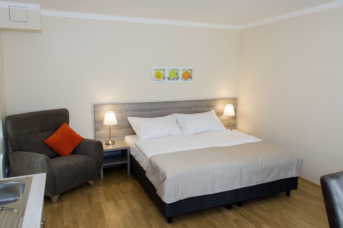 Studio, 1 Schlafzimmer, Küche | Schreibtisch, Verdunkelungsvorhänge, schallisolierte Zimmer
