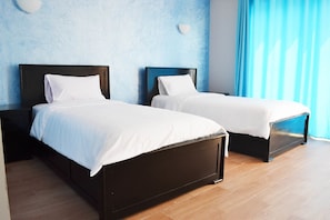 Premium bedding, blackout curtains, free WiFi, bed sheets