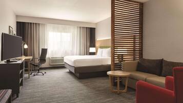 Desk, blackout curtains, soundproofing, iron/ironing board