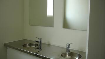 Shower, hydromassage showerhead, towels