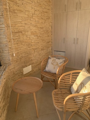 Double Room, Terrace | Living area | TV