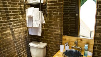 Tina y regadera independientes, tina profunda, regadera tipo lluvia