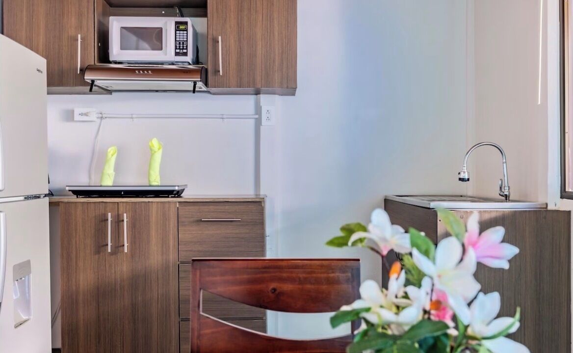 Family Apartment (3) | Private kitchen | Full-size fridge, microwave, stovetop, coffee/tea maker