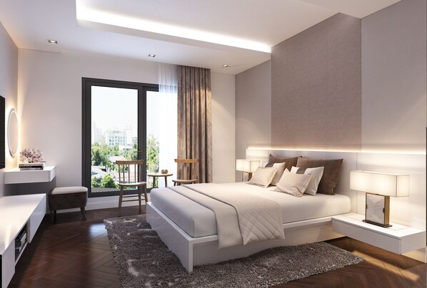 デラックス ダブルルーム クイーンベッド 1 台 禁煙 浴槽 | リビング エリア | 31 インチのLED テレビ (ケーブル放送視聴可)、テレビ