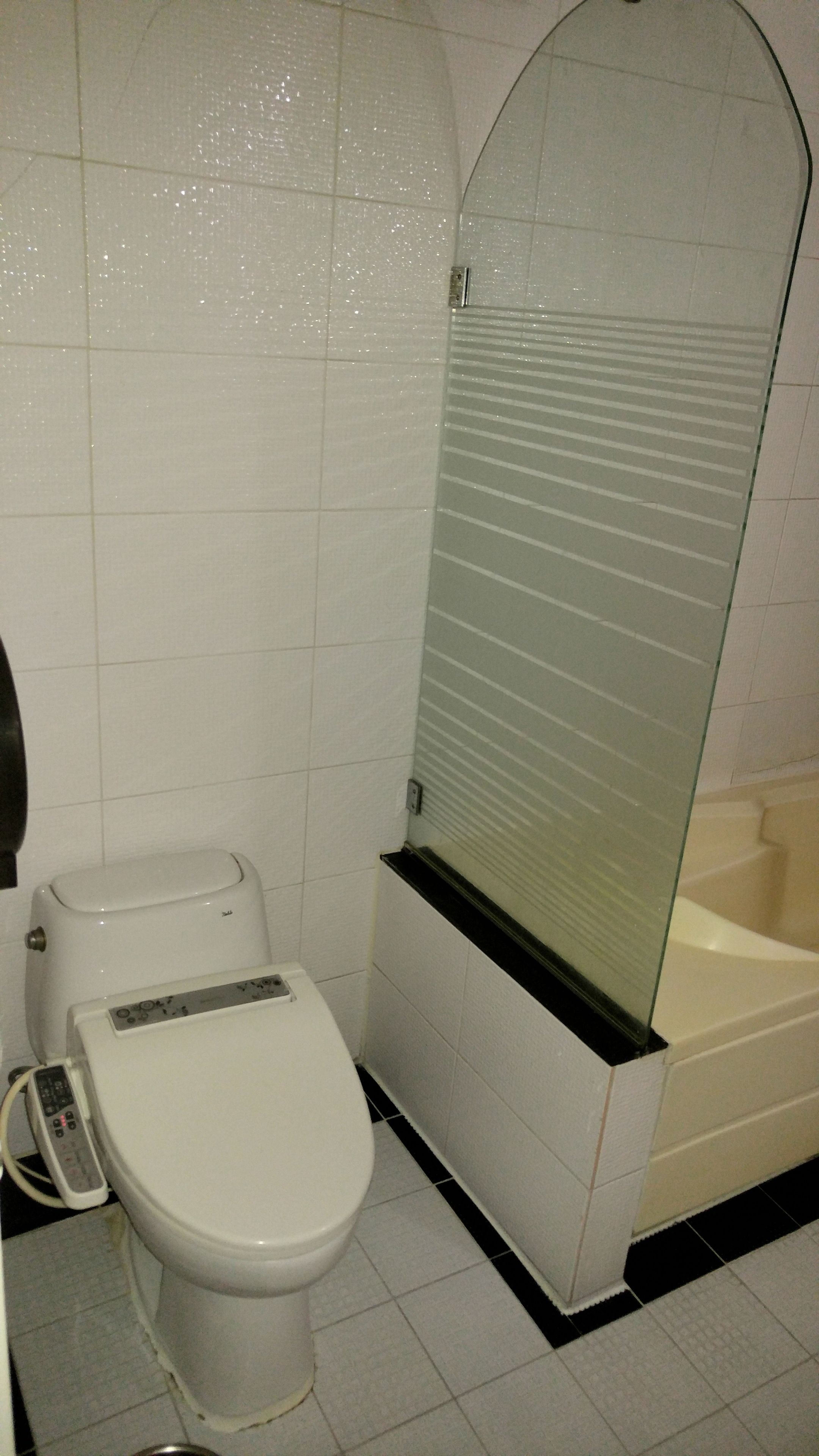 combined shower/bathtub, deep-soaking bathtub, free toiletries