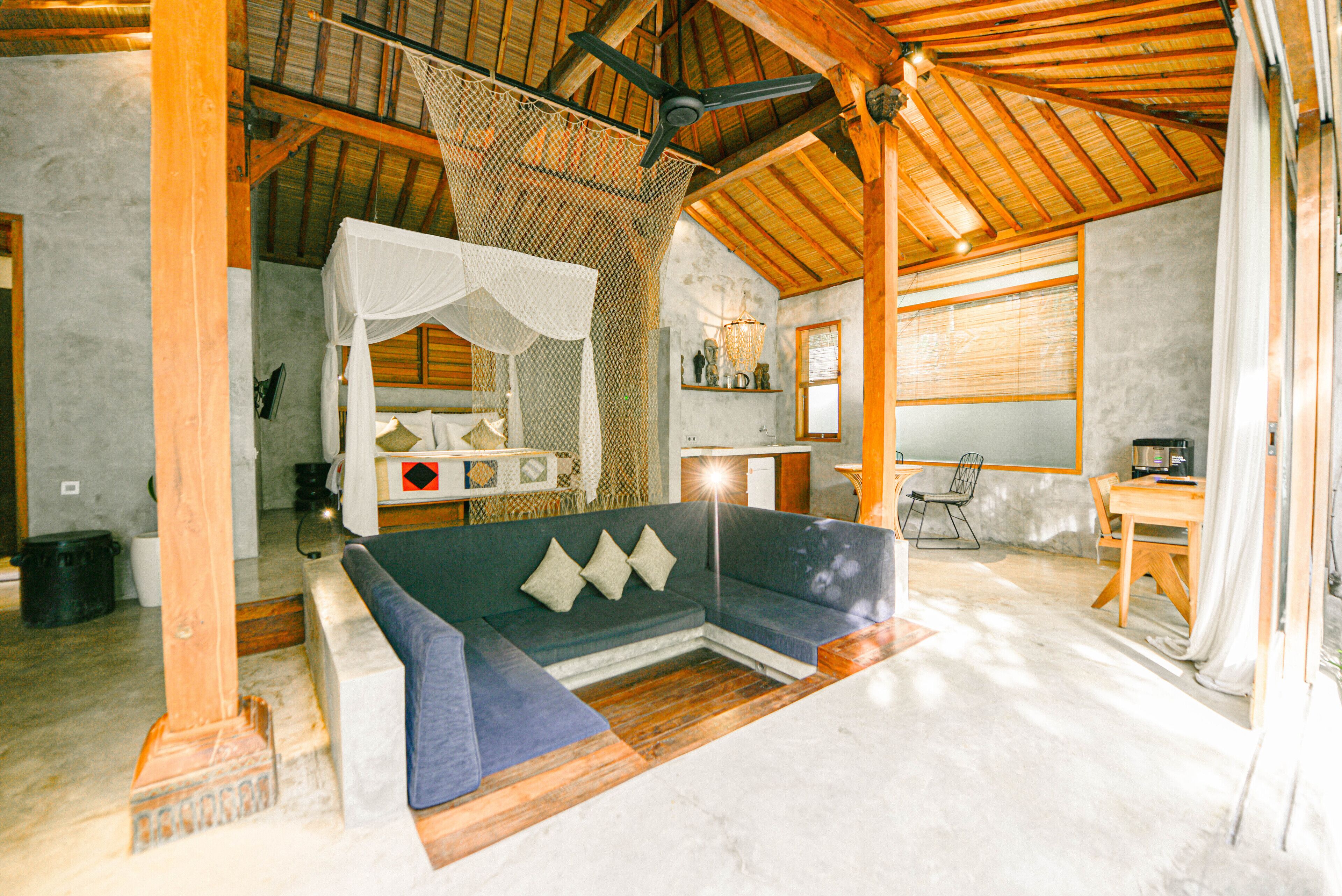 villa, 1 bedroom, private pool | minibar, in-room safe, desk, laptop workspace