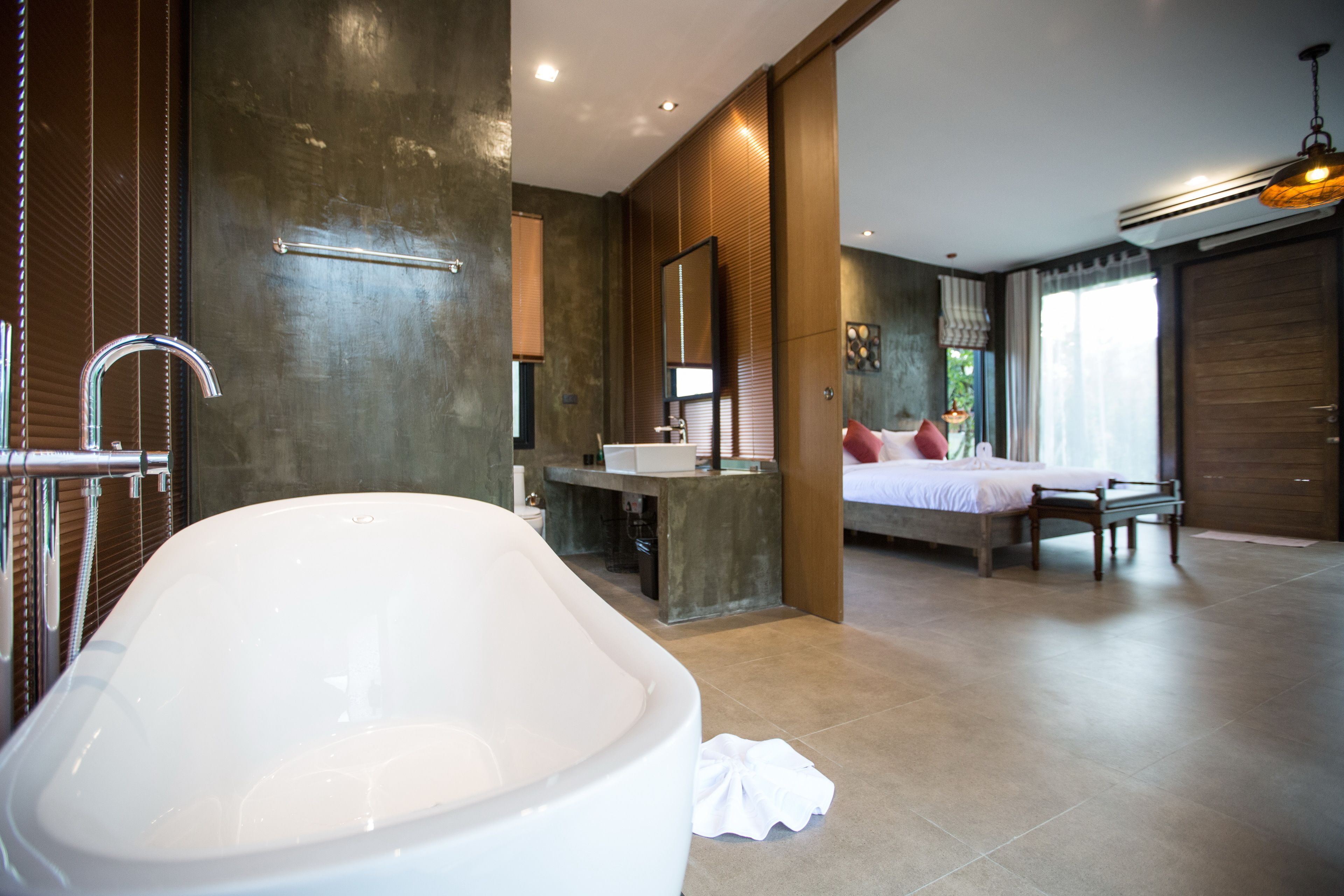 miksa pool villa | bathroom | separate bathtub and shower, jetted bath, rainfall showerhead