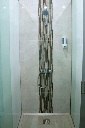 Shower, free toiletries, towels