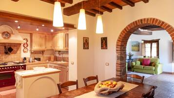 Superior Apartment, Ground Floor | Private kitchen | Fridge, oven, stovetop, coffee/tea maker