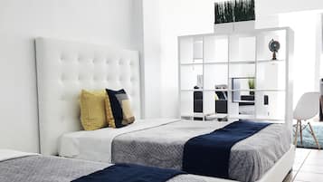 Studio, Beberapa Tempat Tidur | Tirai kedap cahaya, setrika/meja setrika, Wi-Fi gratis, dan seprai linen