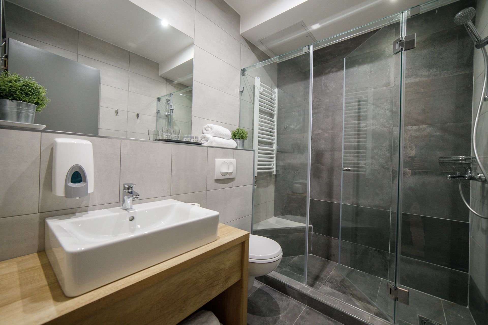 quadruple room (5) | bathroom | shower, free toiletries, hair dryer, towels