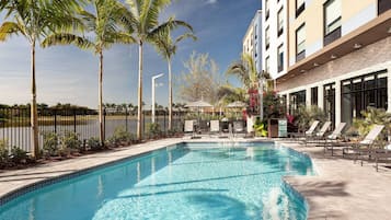 Outdoor pool, pool umbrellas