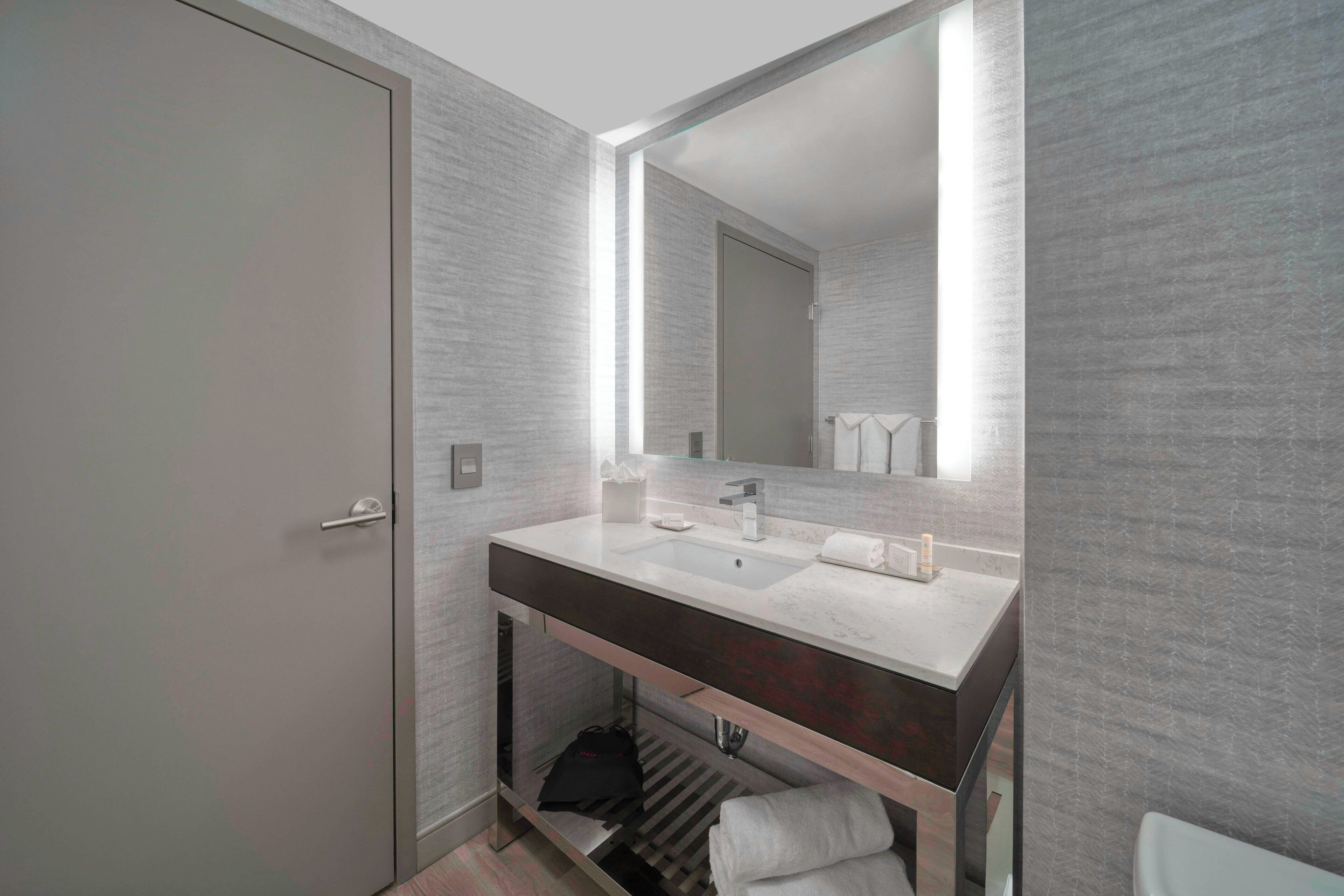 free toiletries, hair dryer, towels