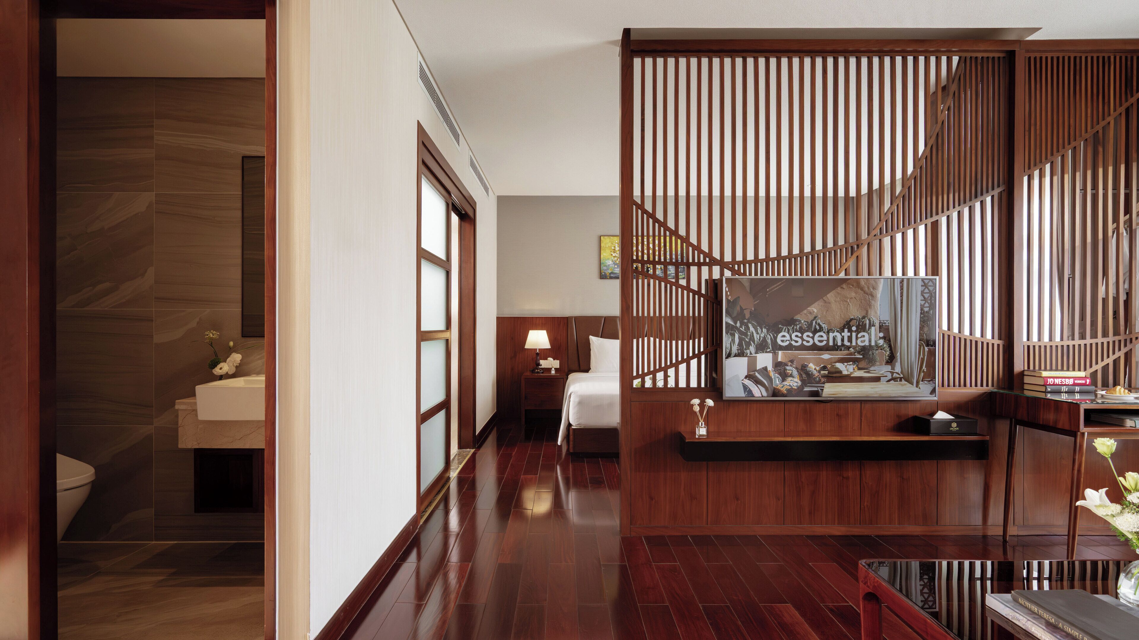 orchids suite with city view | living area | 43-inch flat-screen tv with cable channels, tv