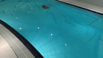 Indoor pool, outdoor pool, pool loungers