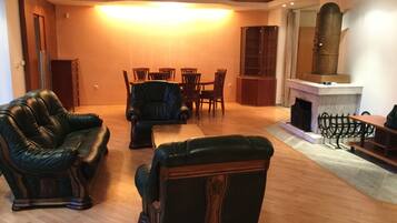 60-inch flat-screen TV with cable channels, TV, Netflix