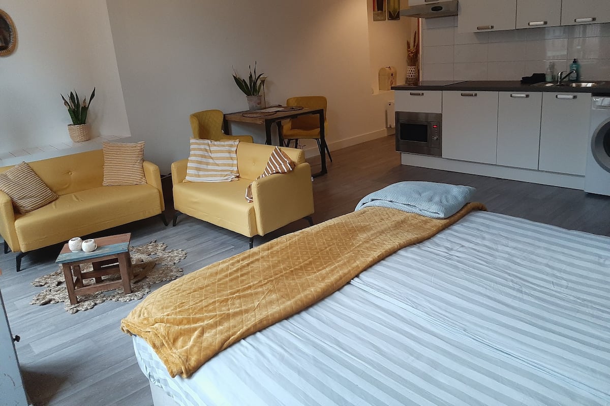 Superior Studio, 1 Queen Bed (Stadslogement B) | Living room | Flat-screen TV