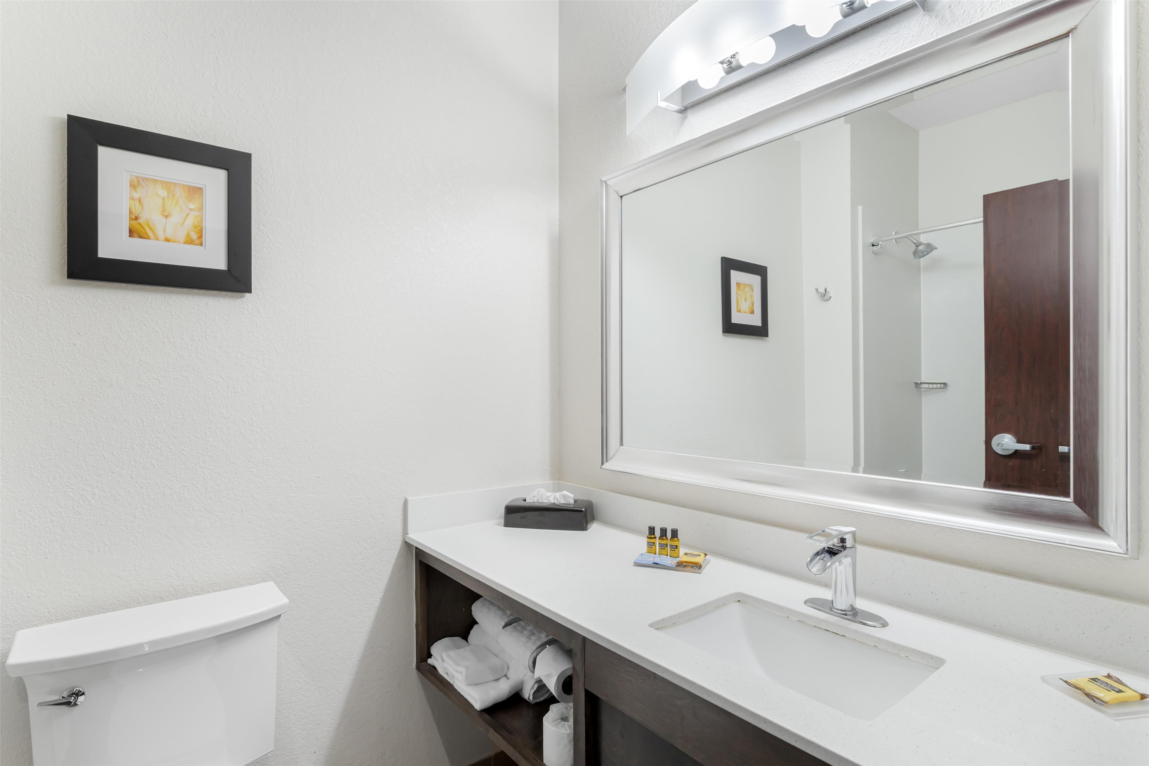 deep-soaking bathtub, hydromassage showerhead, free toiletries