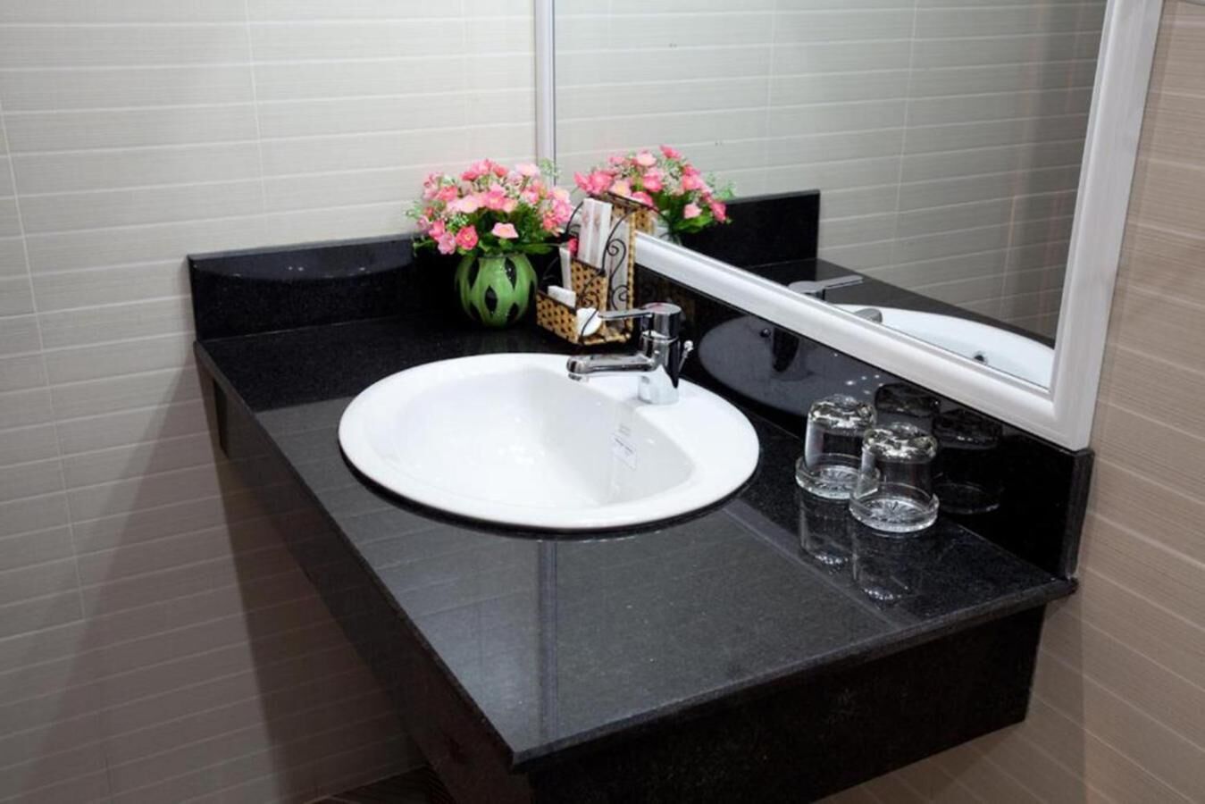 free toiletries, hair dryer, slippers, towels