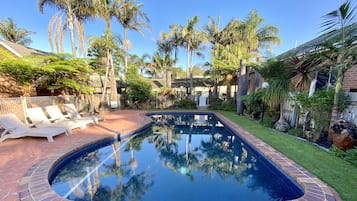 Outdoor pool, pool loungers