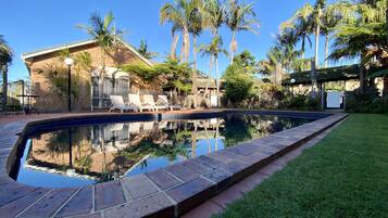 Outdoor pool, sun loungers