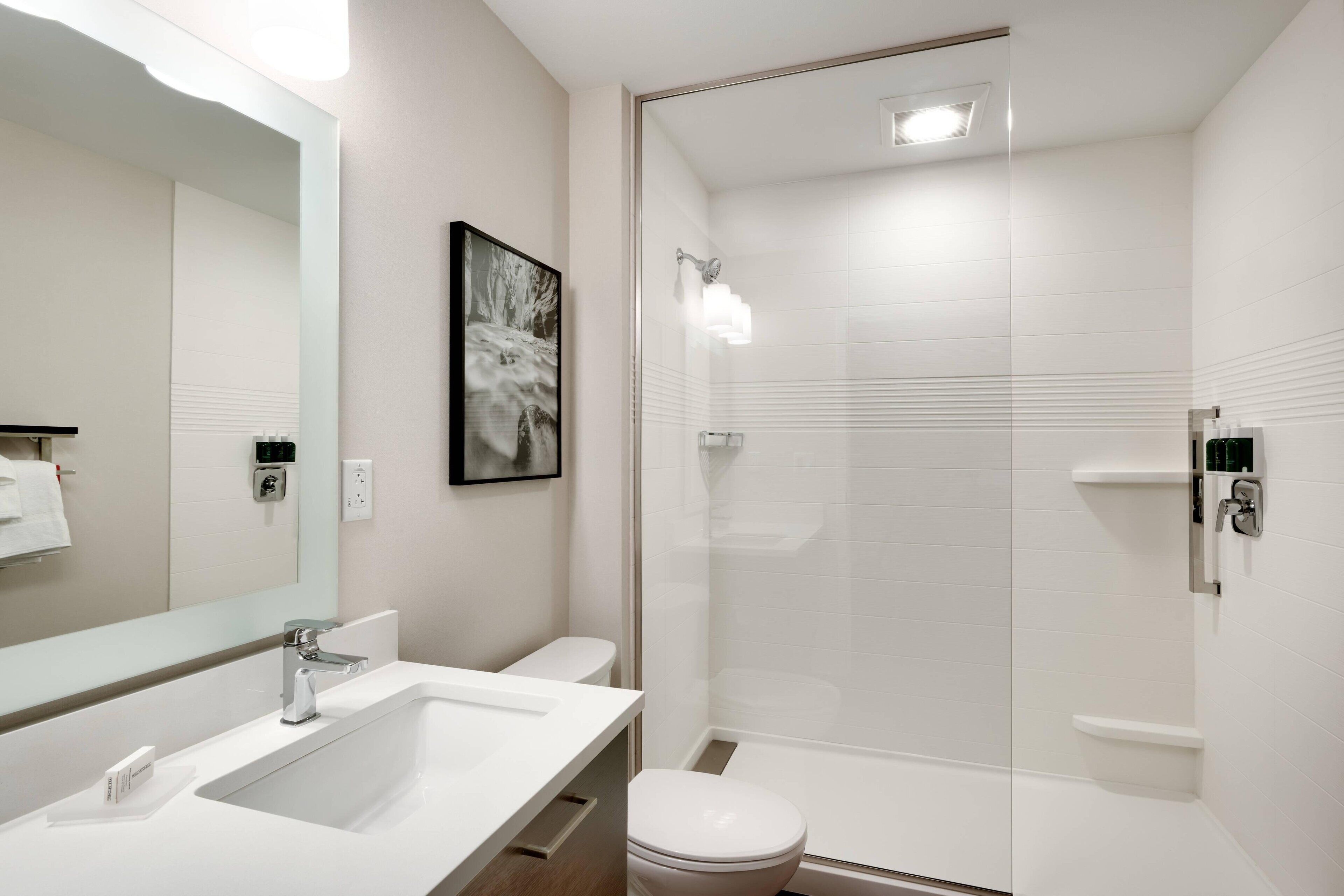 free toiletries, hair dryer, towels