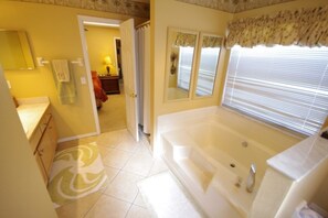 Family Villa, Hot Tub, Garden Area | Deep-soaking bathtub