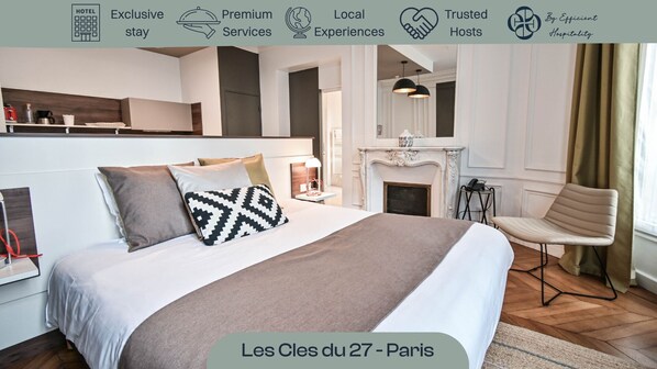 Appartement La Rotonde 2 personnes 38m² | Literie de qualité, bureau, rideaux d’obscurcissement