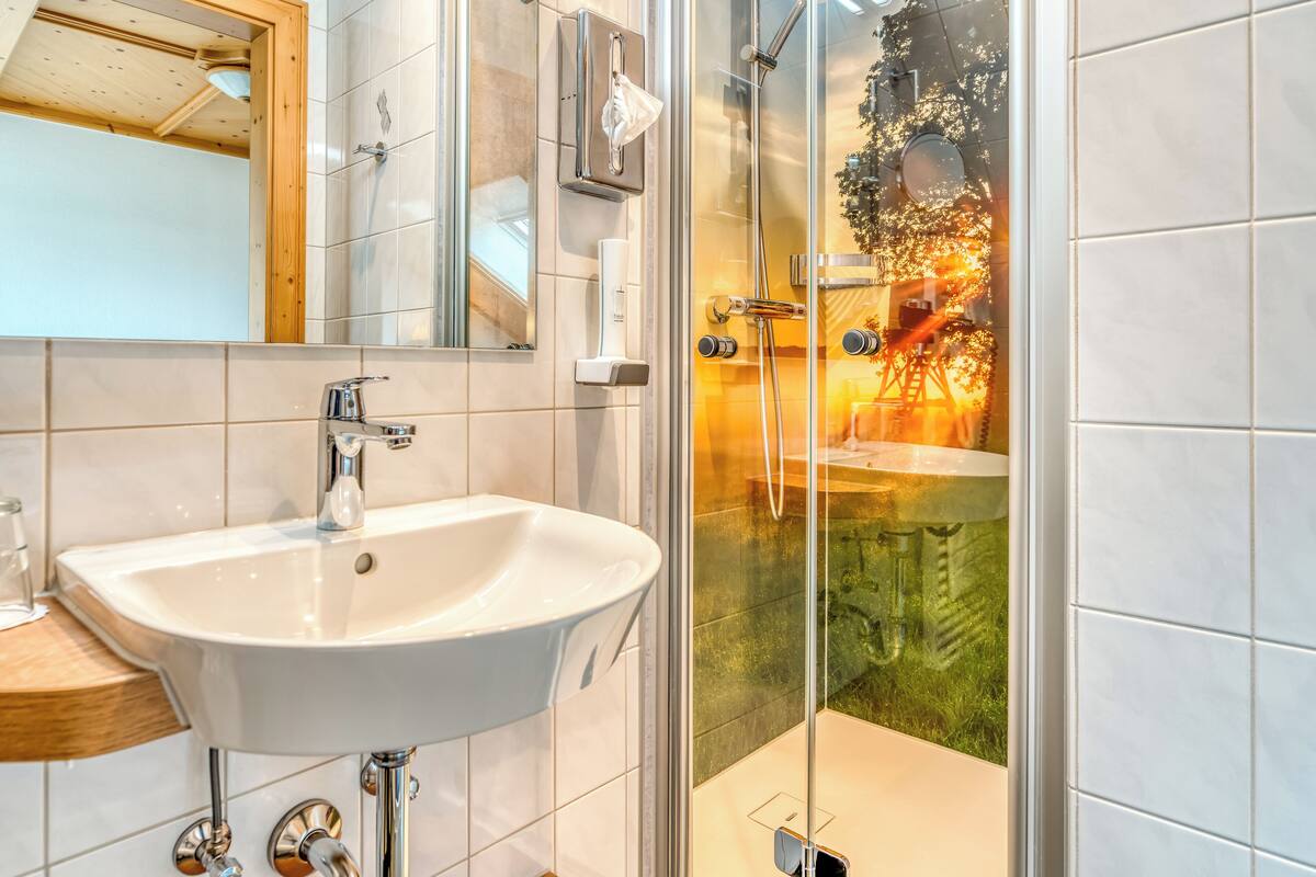 single room (hotel) | bathroom | free toiletries, hair dryer, towels