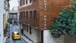 A hotel named "Ferrapolis Hotel" with a modern design, featuring a wooden facade and multiple windows. - Perapolis Hotel (Istanbul)