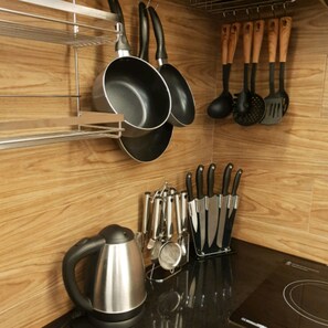 City Condo, Smoking, Refrigerator & Microwave | Private kitchen - City Center Sleek Studio Deluxe (Bacolod)