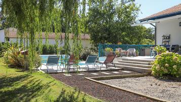 Seasonal outdoor pool, open 9 AM to 9 PM, sun loungers