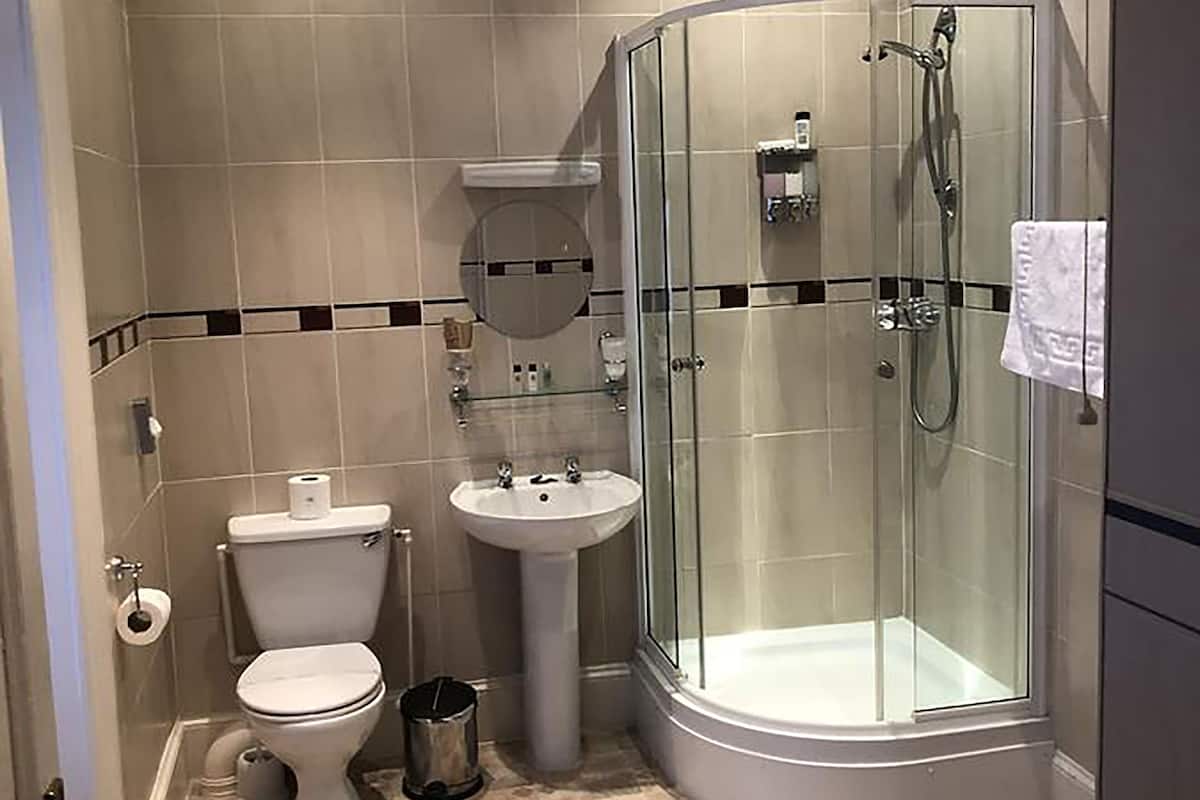 shower, free toiletries, towels