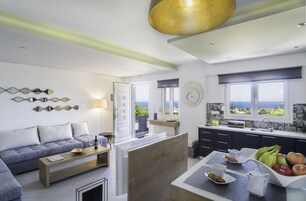Deluxe Suite, 1 Queen Bed with Sofa bed, Kitchen | Private kitchen | Full-size fridge, microwave, oven, stovetop
