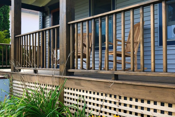 Inviting front porch with rockers