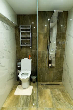 Dusche, Haartrockner, Bidet, Handtücher