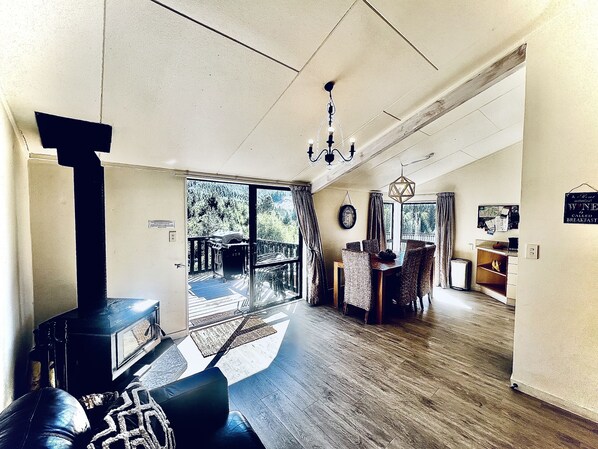 TV, fireplace, DVD player, stereo