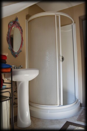 Séchoir à cheveux, serviettes fournies, savon, shampooing