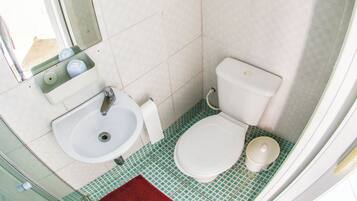 Shower, towels, toilet paper