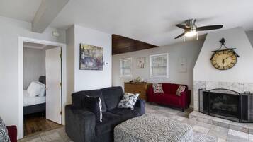 TV, fireplace