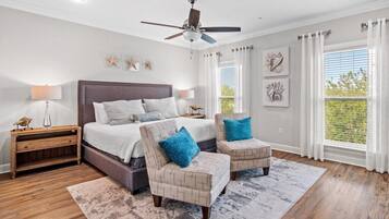 5 bedrooms, hypo-allergenic bedding available, iron/ironing board, WiFi