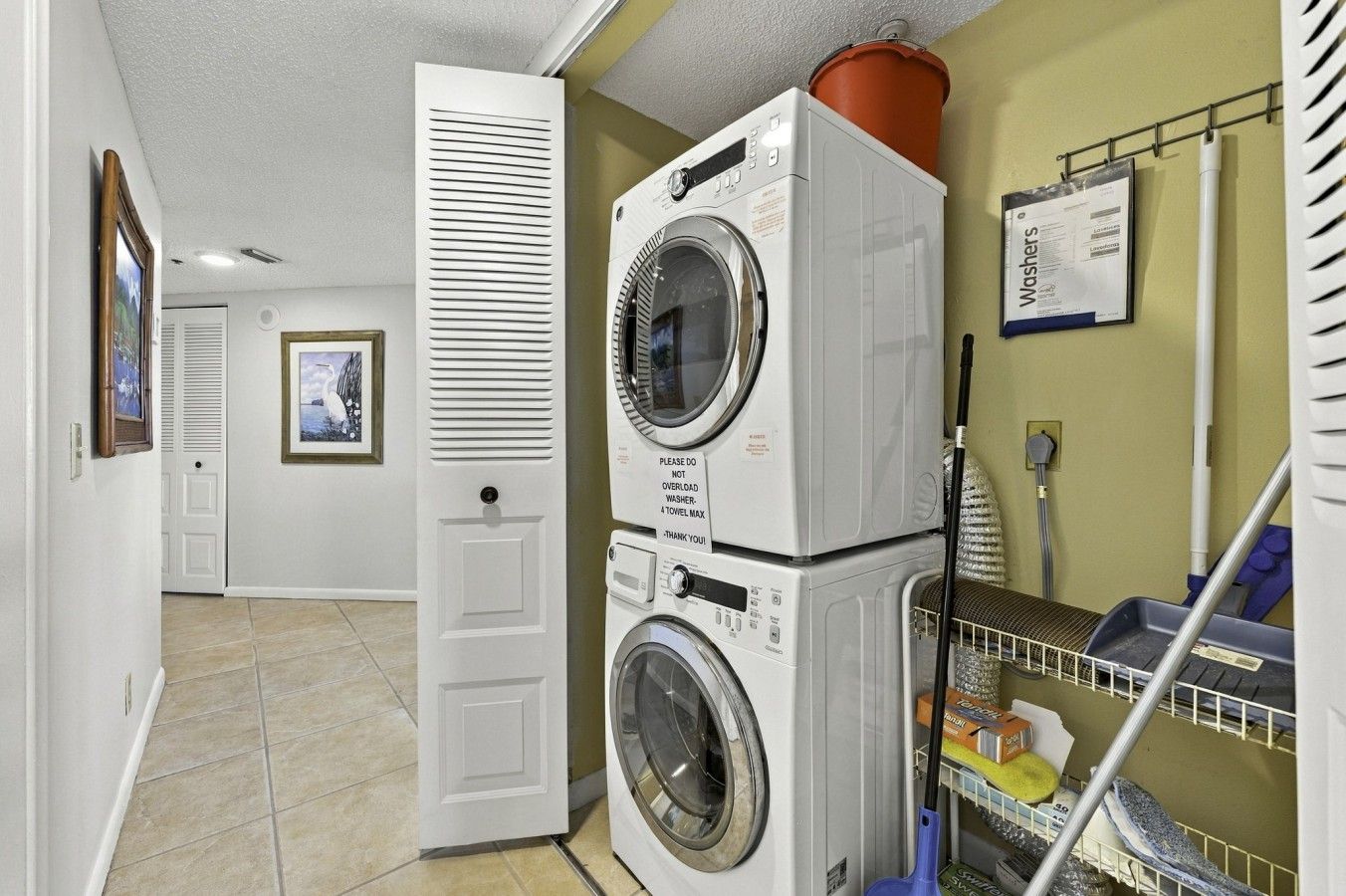 Enjoy the convenience of a private stacked washer and dryer in this Bahia Del Mar vacation condo, making extended stays easy and comfortable.