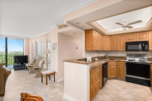 Fridge, microwave, oven, dishwasher