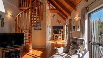 TV, DVD player, music library, video library