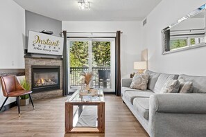 Fernseher, Kamin, Bücher