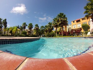 Outdoor pool - Brenda's Sun-Kissed Ocean View Rooftop Beachfront Penthouse Condo 2,250 sq ft (Loiza)